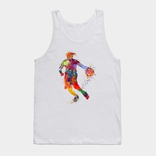 Girl Basketball Player Athlete Watercolor Silhouette Tank Top